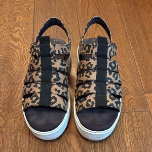 Toms Leopard Print Sandals - Black and Brown